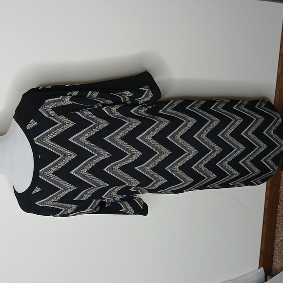 Emma & Michele black and white abstract quarter sleeve midi dress size large - Picture 6 of 16